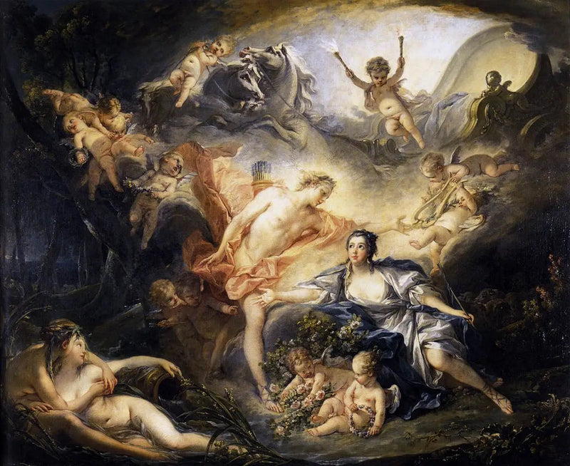 Apollon objawiający swoją boskość pasterce Issé - François Boucher