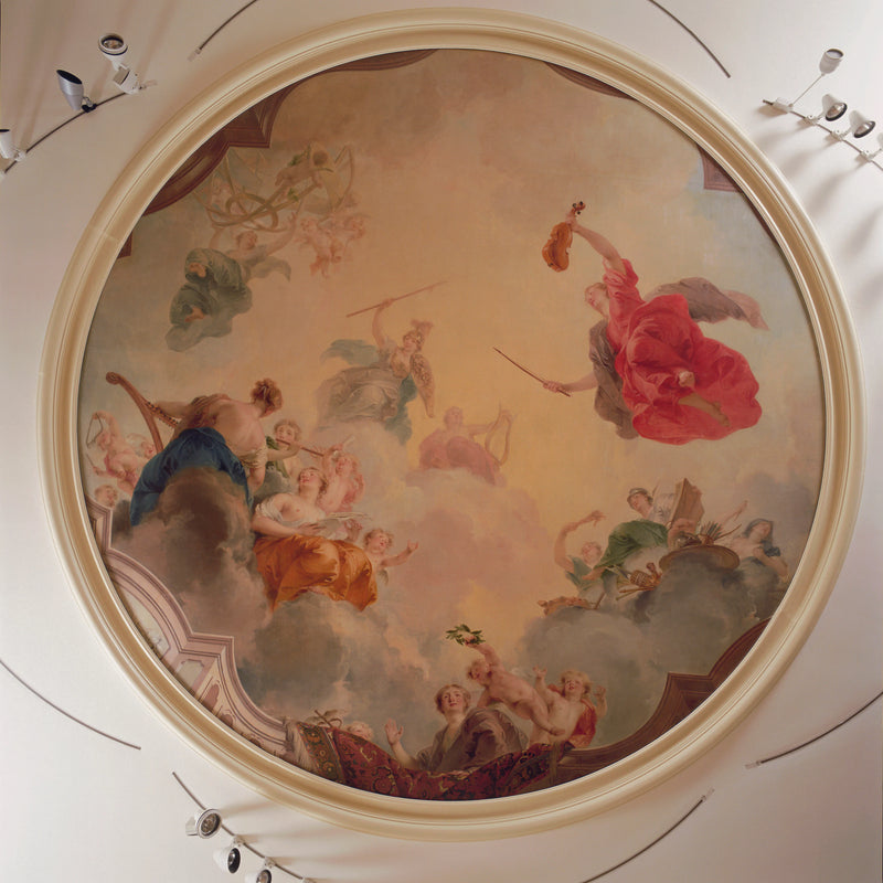 Apollon trônant sur les nuages avec Minerve et les neuf muses - Jacob de Wit