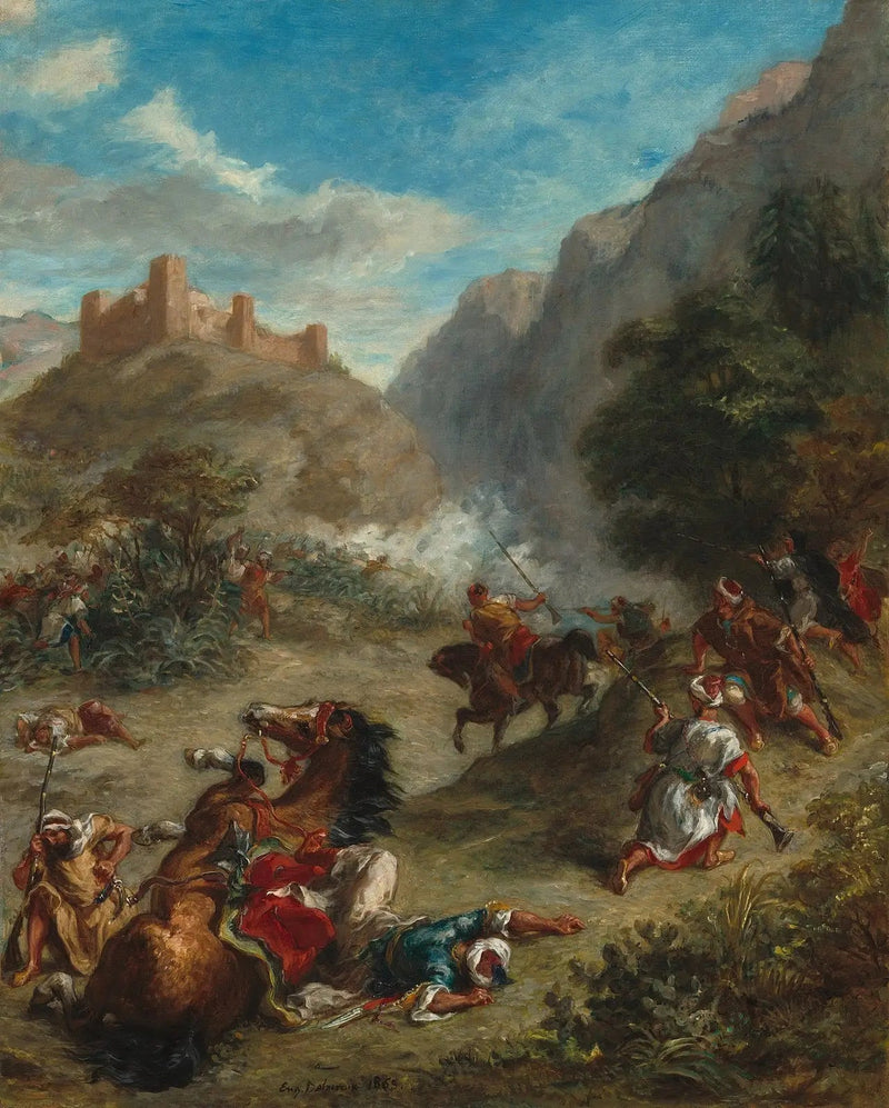 Arabes skirmisze w górach - Eugène Delacroix