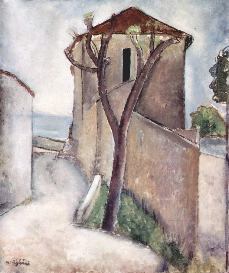 Drzewo i dom - Amedeo Modigliani