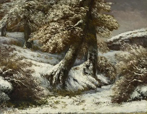 Drzewa w śniegu - Gustave Courbet