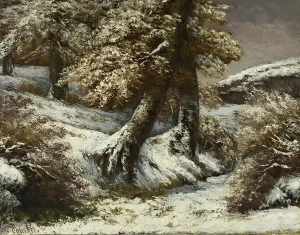 Drzewa w śniegu - Gustave Courbet