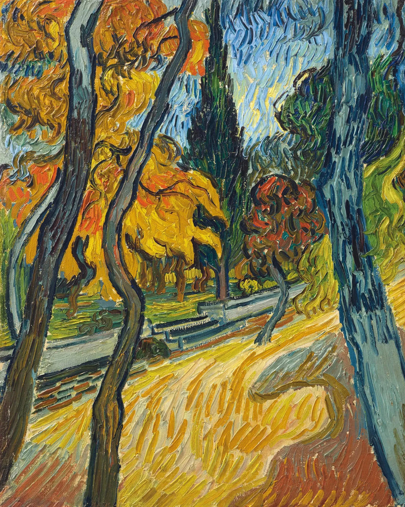 Drzewa w ogrodzie azylu - Vincent van Gogh