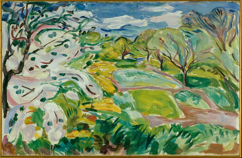 Kwitnące drzewa owocowe na wietrze - Edvard Munch