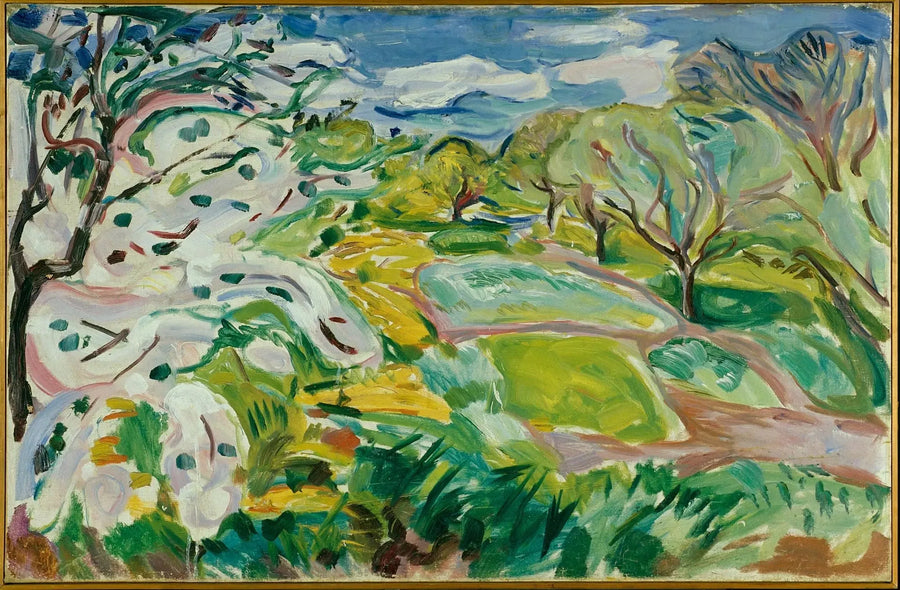 Kwitnące drzewa owocowe na wietrze - Edvard Munch