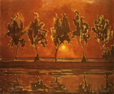 Reproduction du tableau « Arbres près du Gein au lever de la lune - Piet Mondrian » par Alpha Reproduction en peinture à l’huile