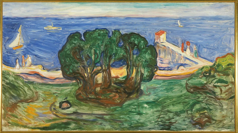 Drzewa na plaży (Frise Linde) - Edvard Munch