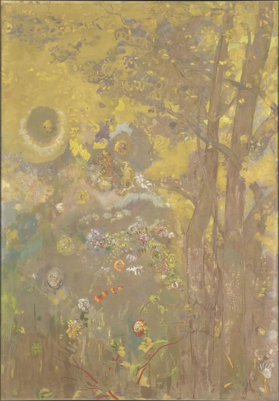Drzewa na żółtym tle - Odilon Redon