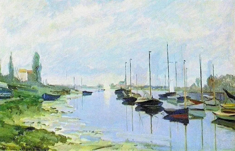 Argenteuil, łodzie wzdłuż brzegu - Claude Monet