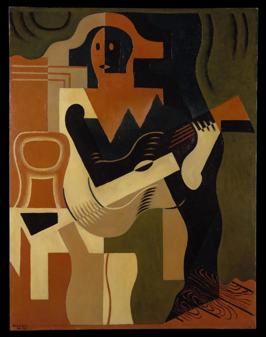 Siedzący Arlekin z gitarą - Juan Gris