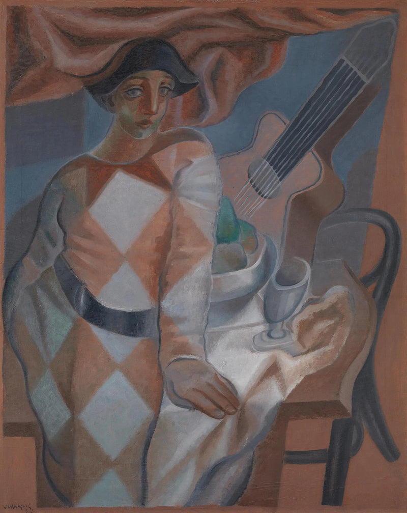 Arlekin przed stołem - Juan Gris