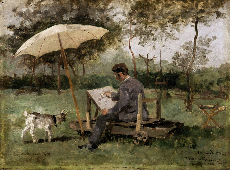 Armand Heins malujący na świeżym powietrzu - Théo van Rysselberghe