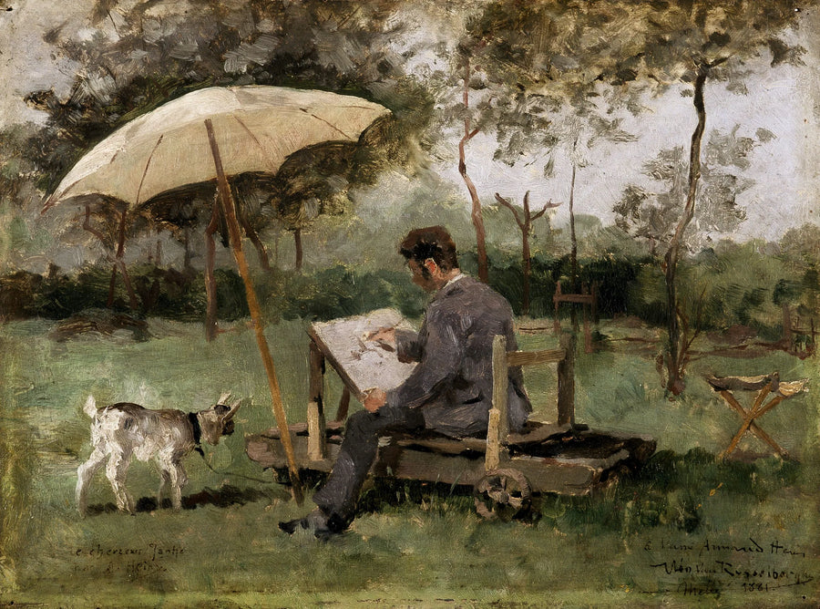 Armand Heins malujący na świeżym powietrzu - Théo van Rysselberghe