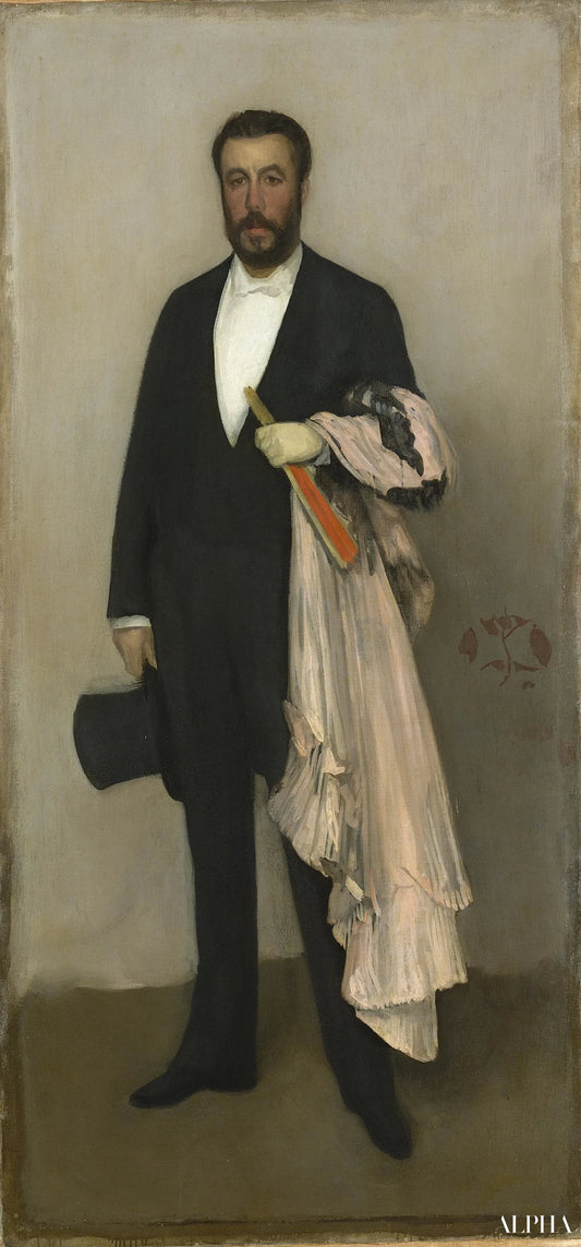 Arrangement en couleur chair et noir : Portrait de Théodore Duret - James Abbott McNeill Whistler - Reproductions de tableaux et peintures haut de gamme