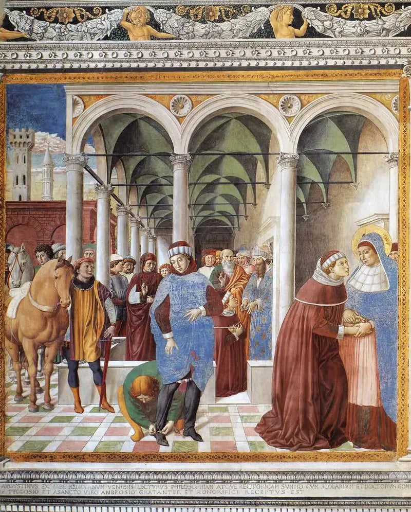 Przybycie świętego Augustyna do Mediolanu (scena 8, ściana północna) - Benozzo Gozzoli