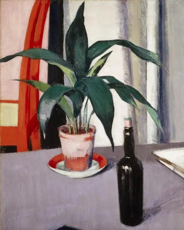 Aspidistra i butelka na stole - Francis Cadell
