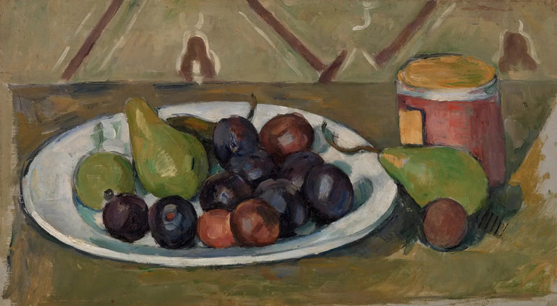 Talerz z owocami i słoik konserw - Paul Cézanne