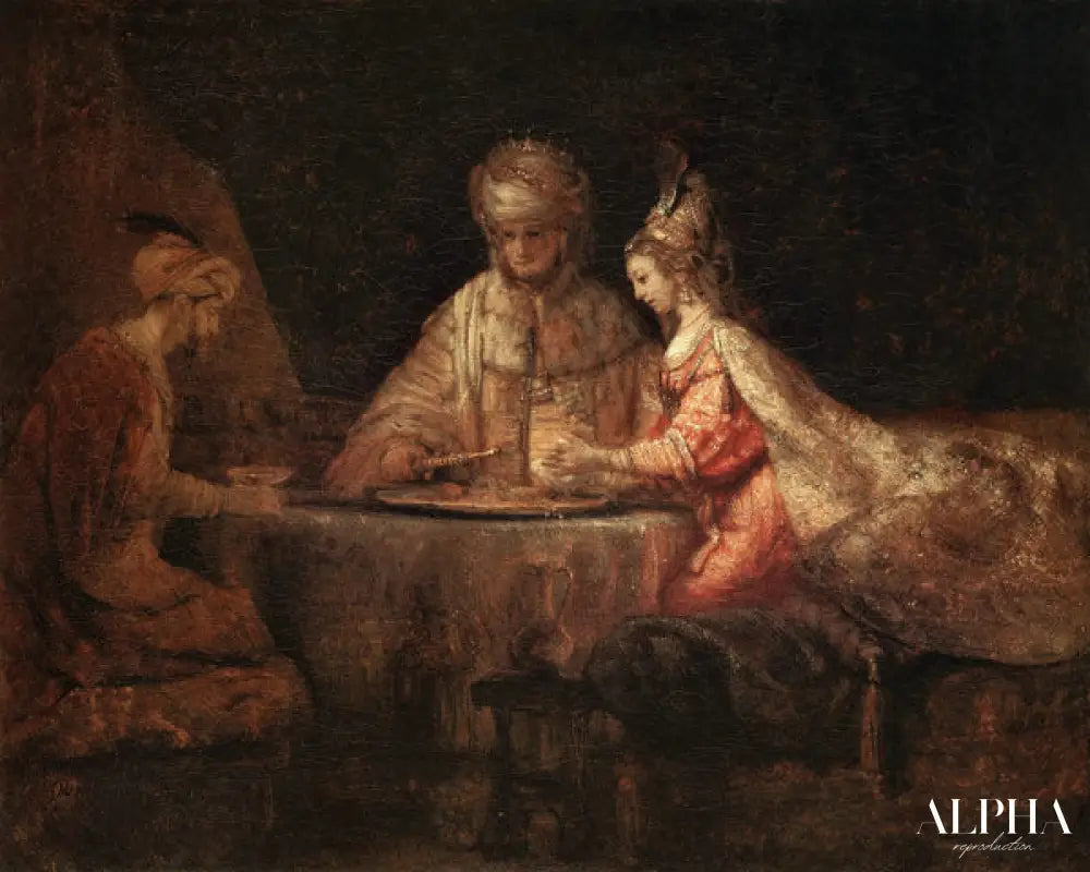 Assuérus, Haman et Esther - Rembrandt van Rijn - Reproductions de tableaux et peintures haut de gamme