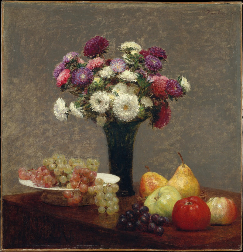 Asters i owoce na stole - Henri Fantin-Latour