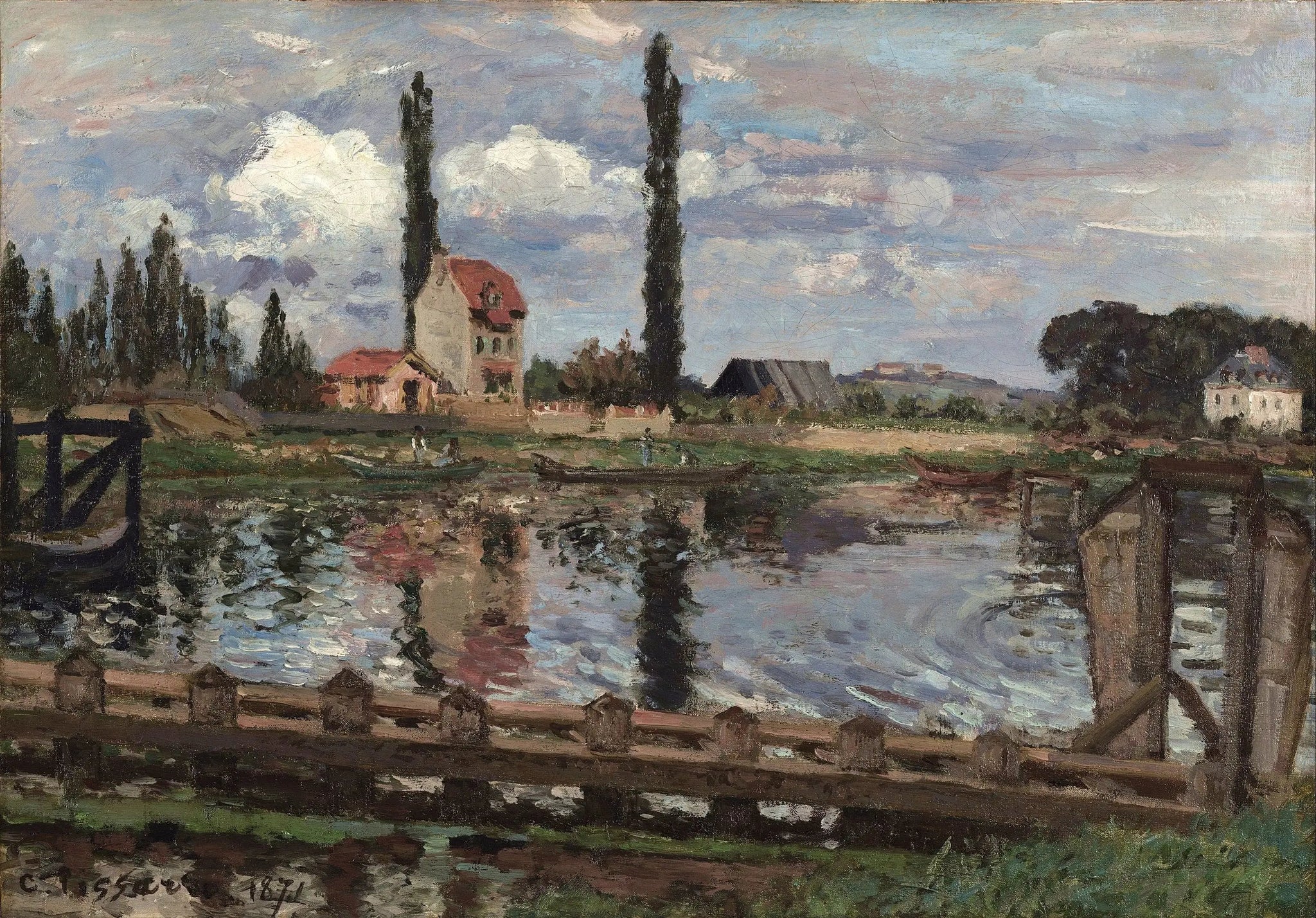 Au bord de la Seine à Port Marly - Camille Pissarro image 1 tableau peint à l’huile sur toile