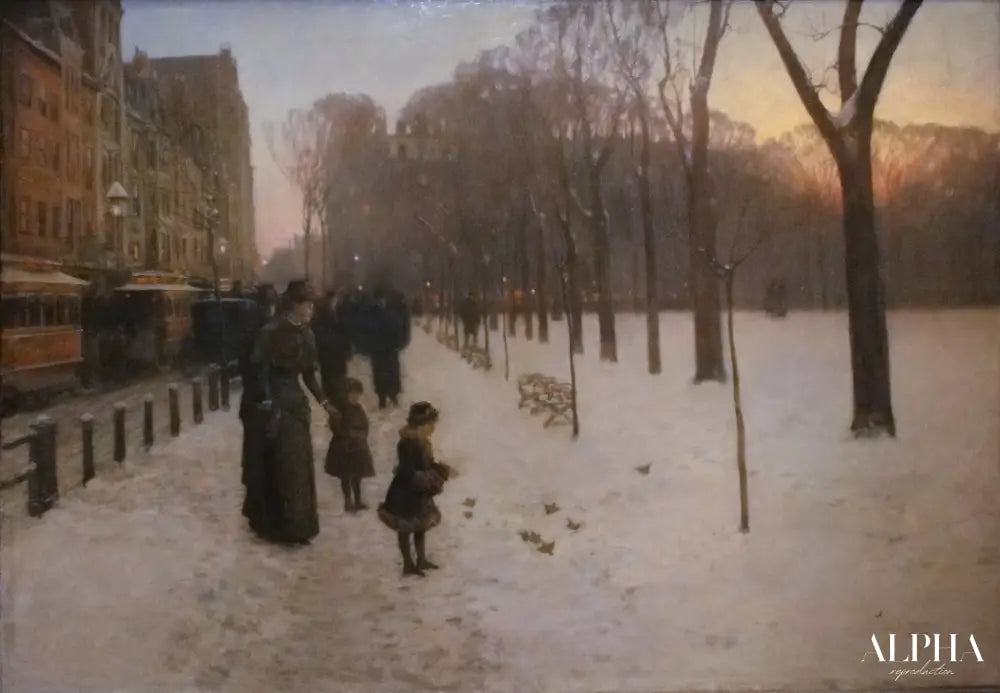 Au crépuscule (Boston Common au crépuscule) - Childe Hassam - Reproductions de tableaux et peintures haut de gamme