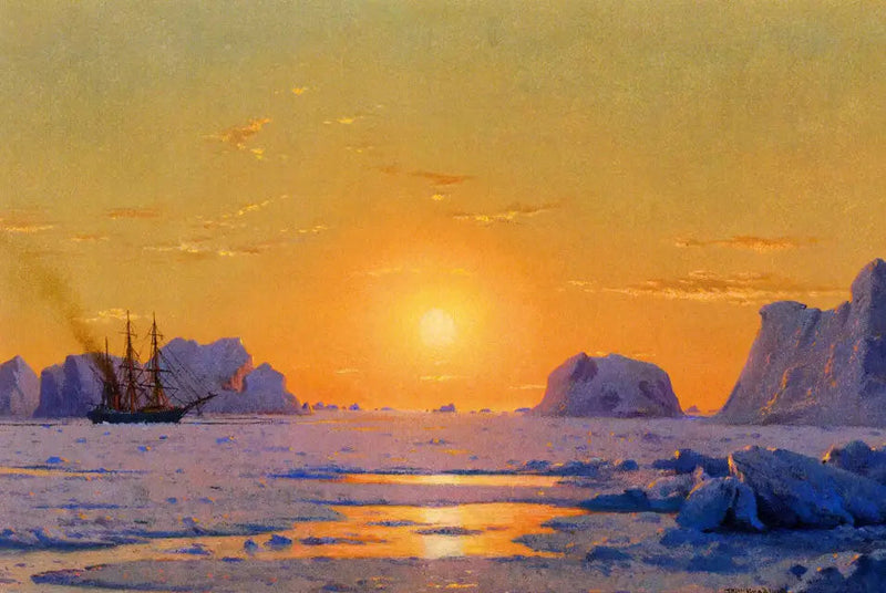 Na otwartym morzu Grenlandii pod słońcem północy - William Bradford