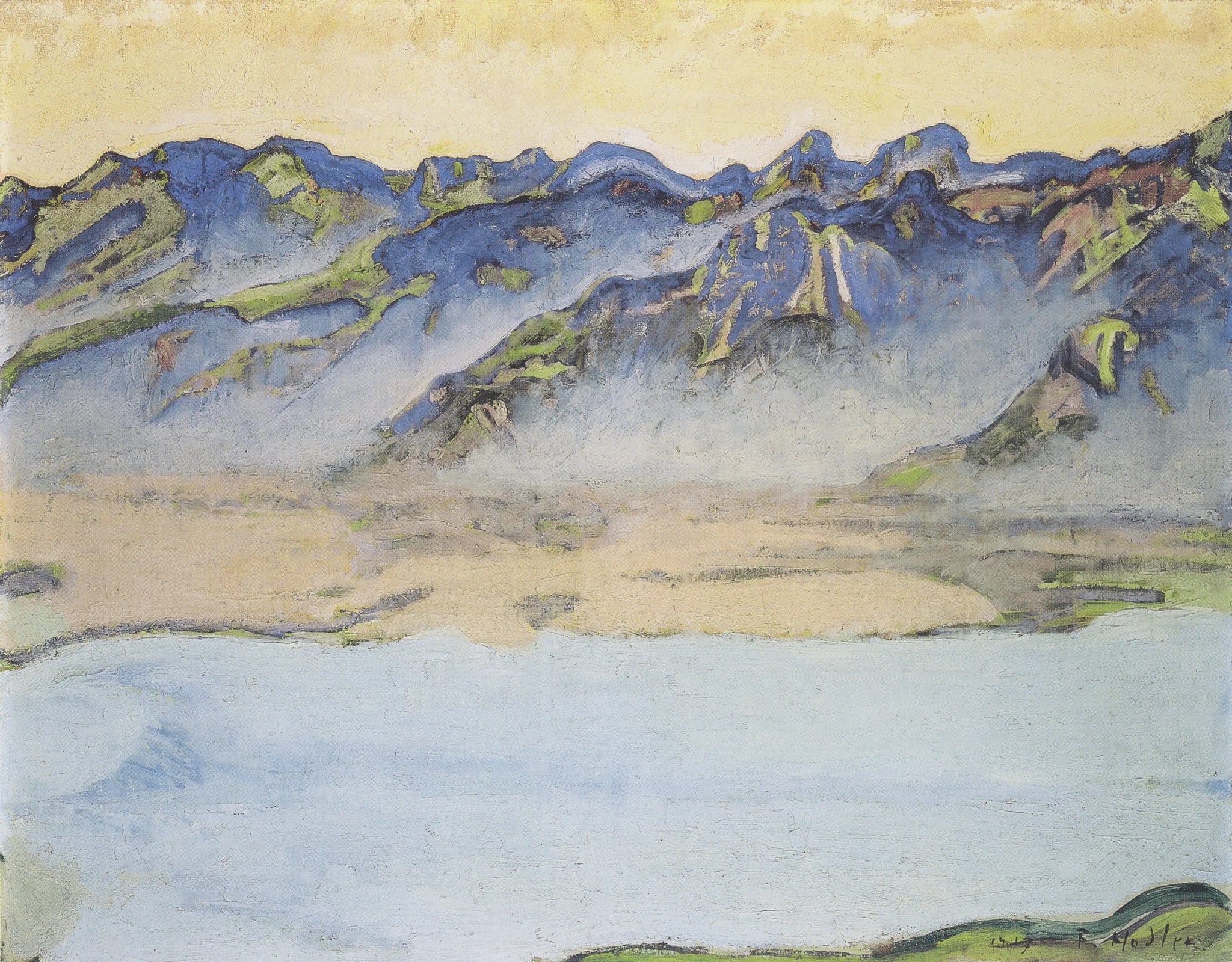 Aufsteigender Nebel über den Savoyer Alpen - Ferdinand Hodler image 1 copie de tableau peinte à la main