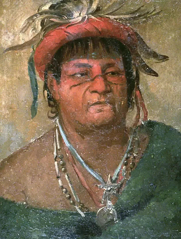 Aúh-ka-nah-paw-wáh, Ziemia stojąca, stary i dzielny wojownik - George Catlin