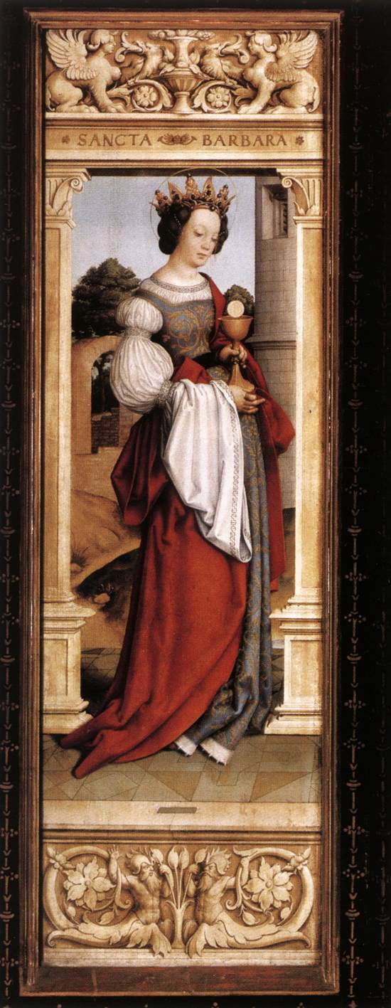 Ołtarz św. Sebastiana: Święta Barbara - Hans Holbein Starszy