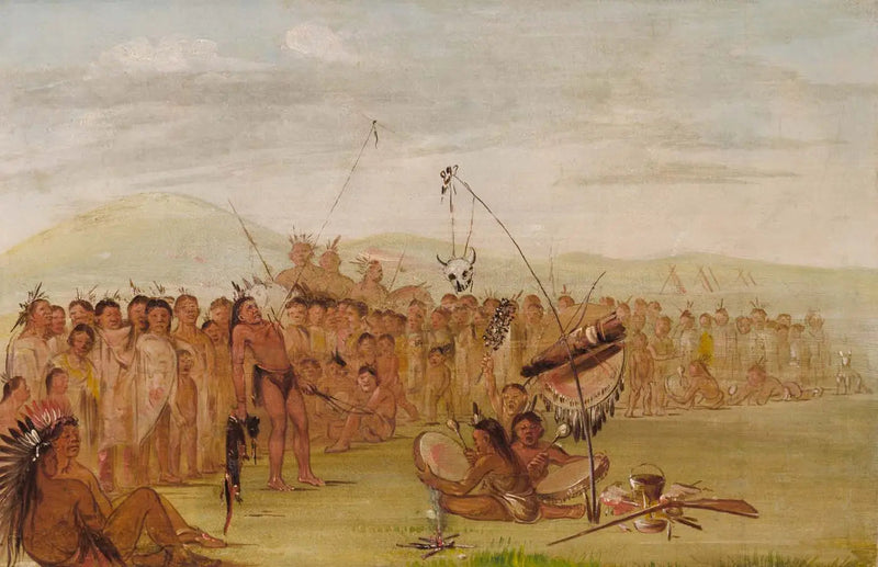 Auto-tortura podczas ceremonii religijnej Sioux - George Catlin