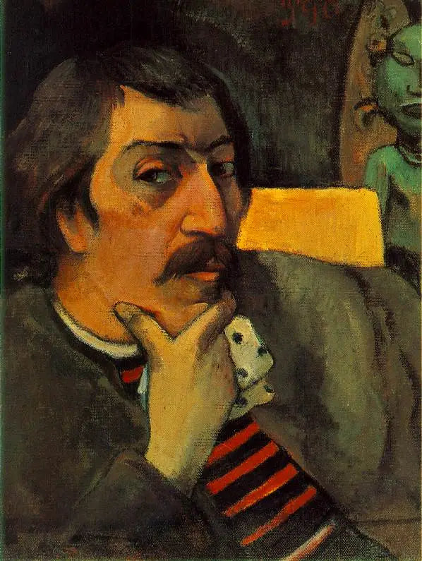 Autoportret z idolem - Paul Gauguin
