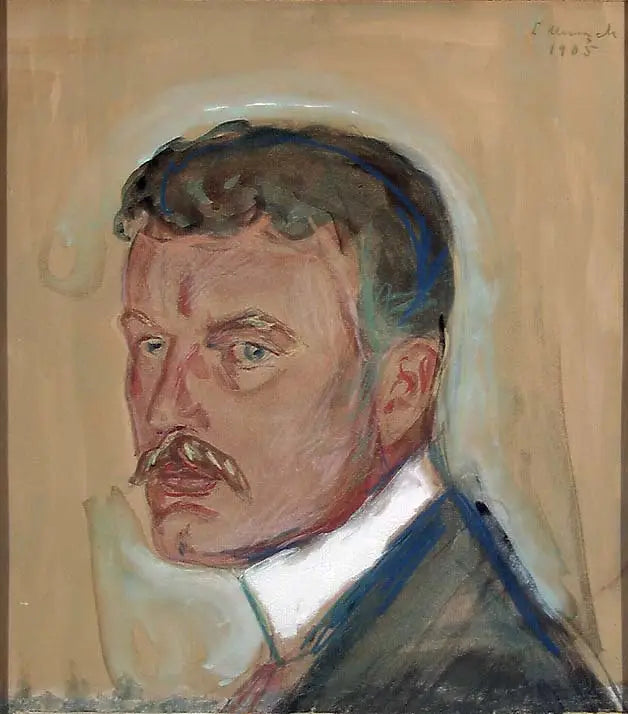Autoportret z wąsami i usztywnionym kołnierzykiem - Edvard Munch