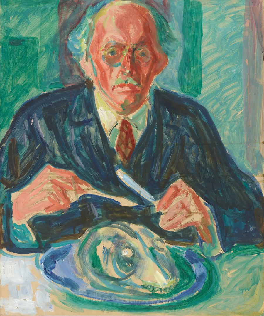 Autoportret z głową psa na talerzu - Edvard Munch