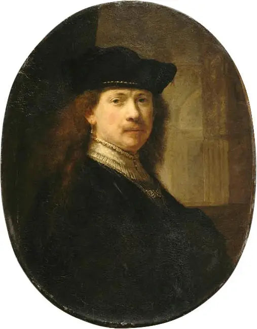 Autoportret w toczku na tle architektury - Rembrandt