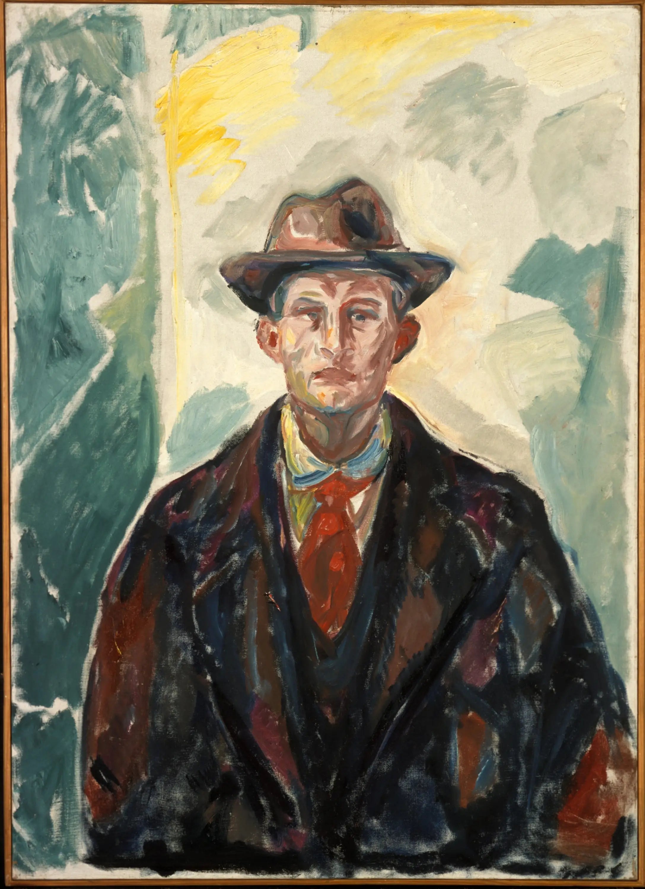 Autoportrait au chapeau et à la cravate rouge - Edvard Munch image 1 reproduction réalisée par Alpha Reproduction