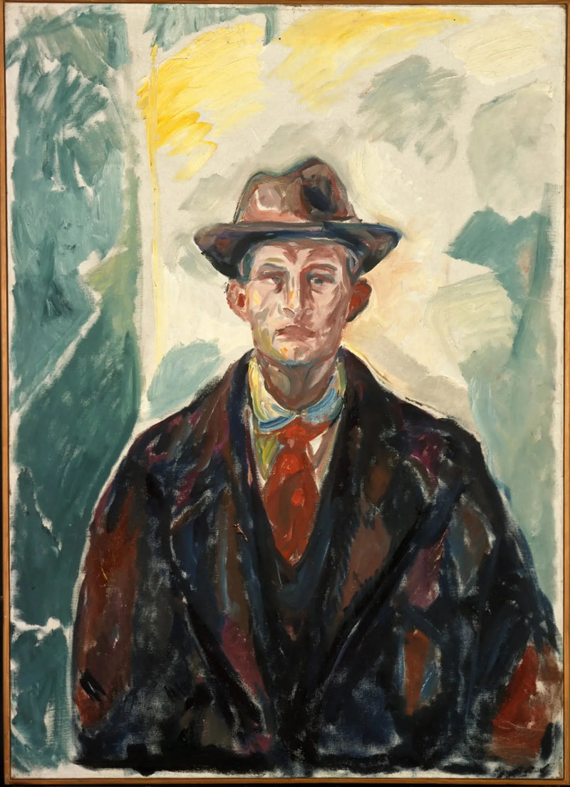 Autoportret w kapeluszu i czerwonym krawacie - Edvard Munch