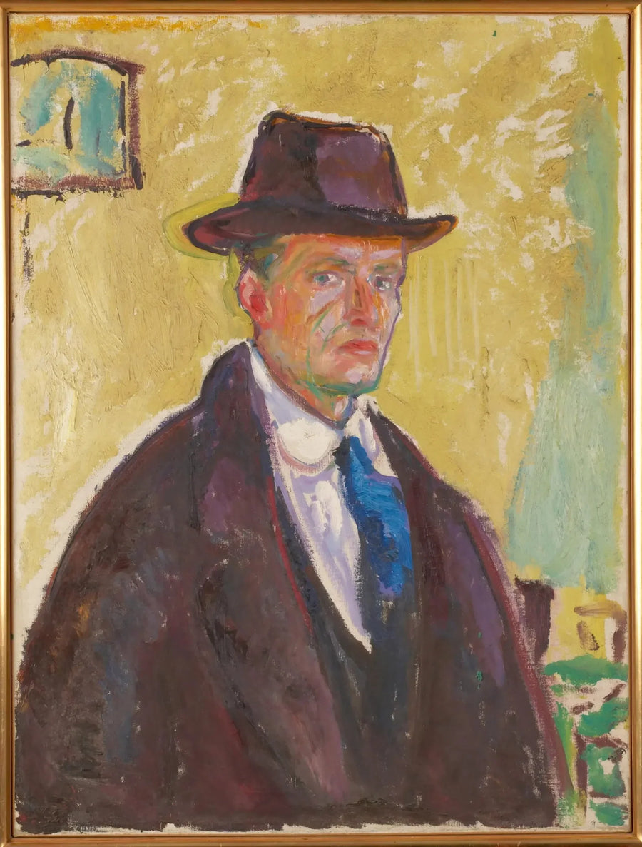 Autoportret w kapeluszu i płaszczu - Edvard Munch
