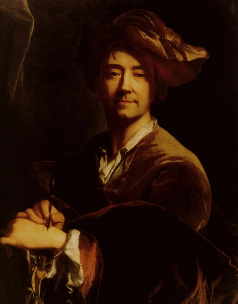 Autoportret z ołówkiem - Hyacinthe Rigaud