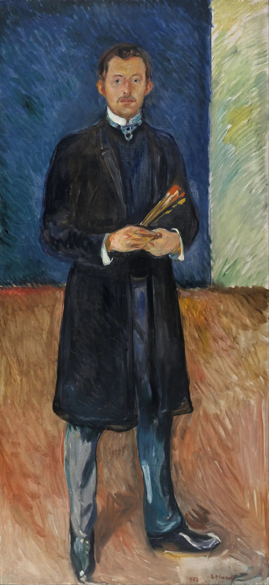 Autoportret z pędzlami - Edvard Munch