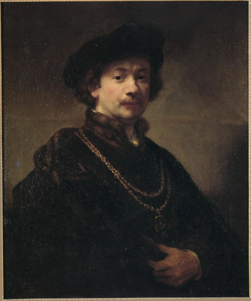 Autoportret z beretem, złotym łańcuchem i medalem - Rembrandt