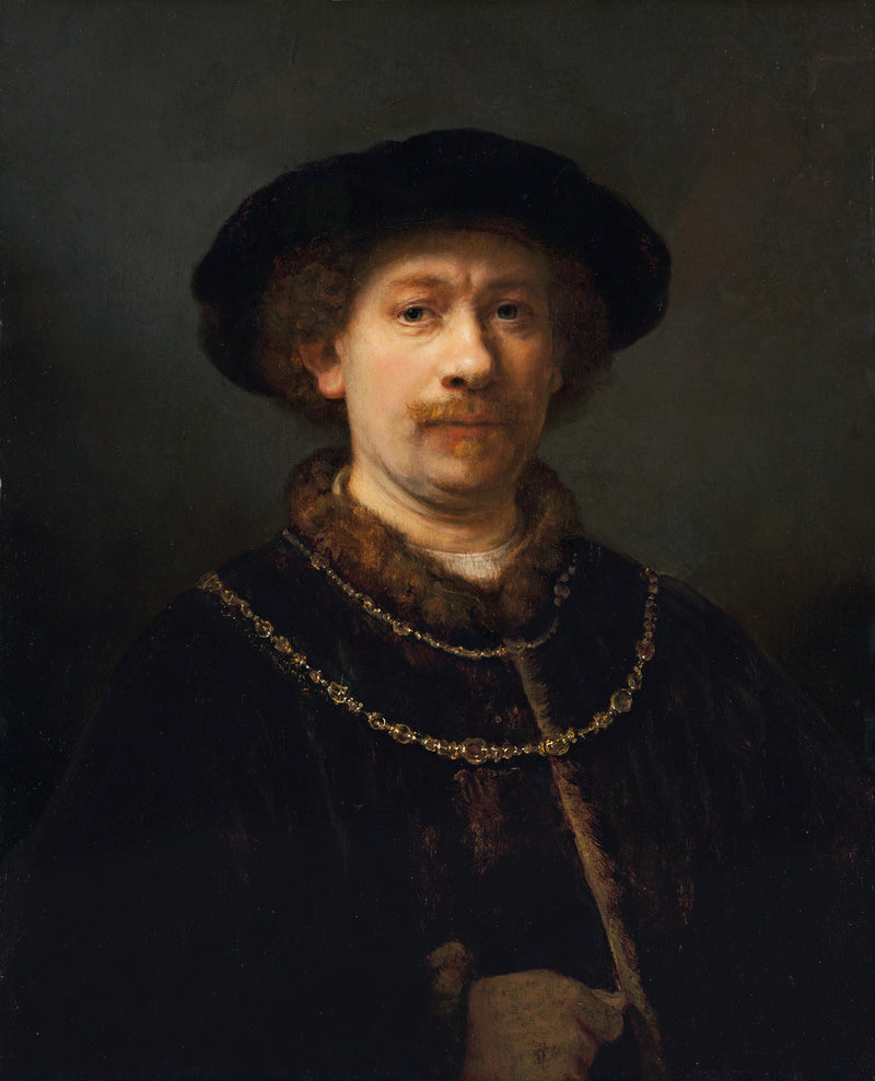 Autoportret w kapeluszu i dwa łańcuchy - Rembrandt