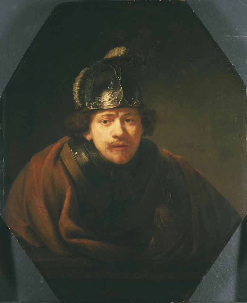 Autoportret w hełmie - Rembrandt