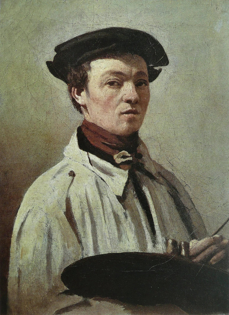 Autoportret, paleta w ręku - Jean-Baptiste Camille Corot