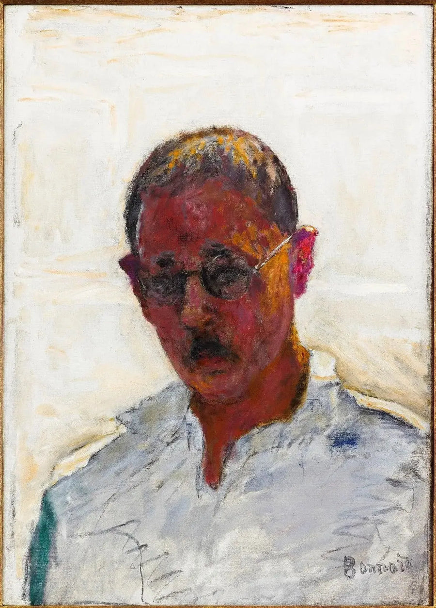 Autoportret na białym tle, koszula z otwartym kołnierzykiem - Pierre Bonnard