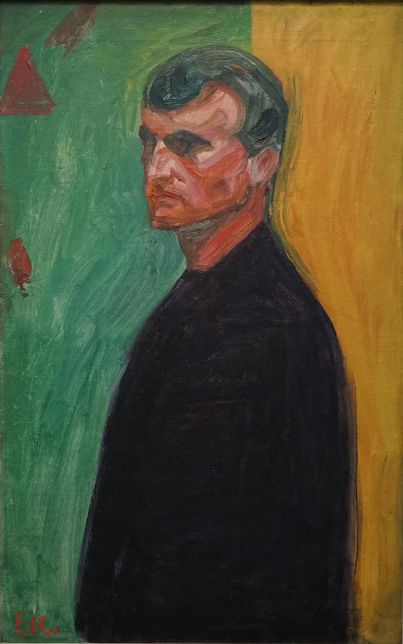 Autoportret na dwukolorowym tle - Edvard Munch