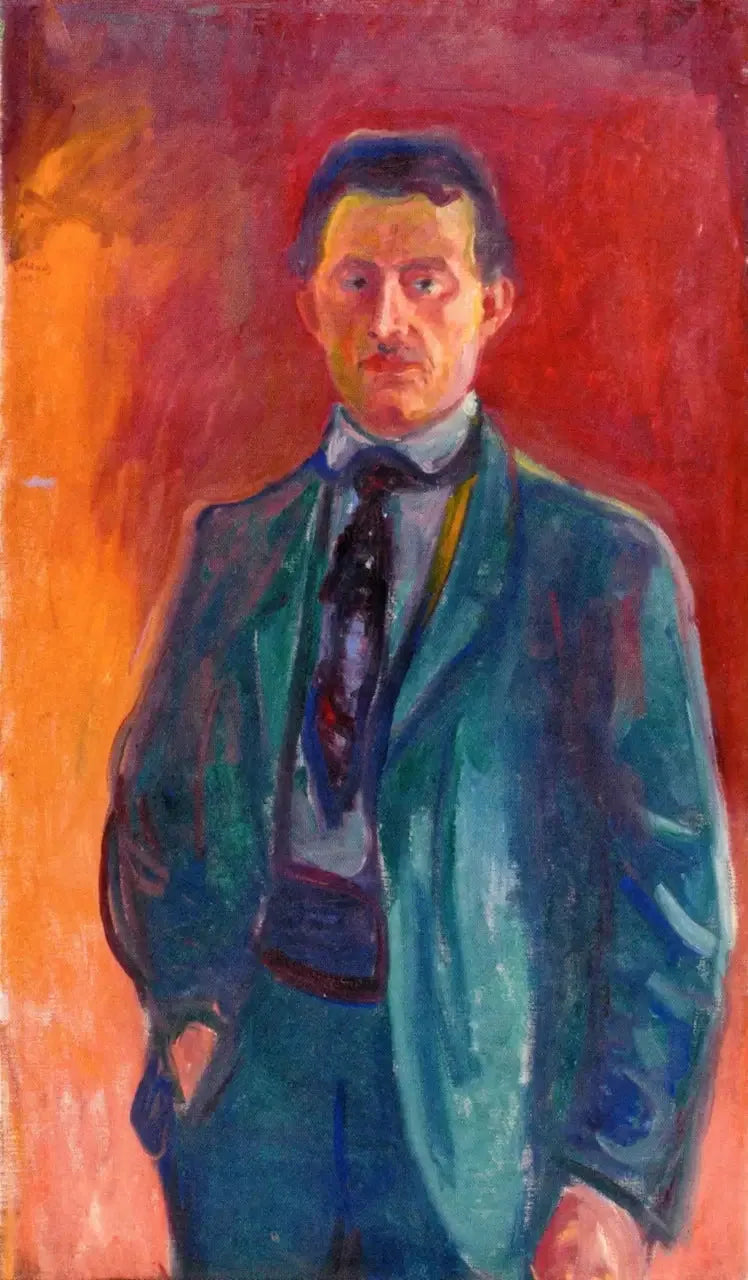 Autoportret na czerwonym tle - Edvard Munch