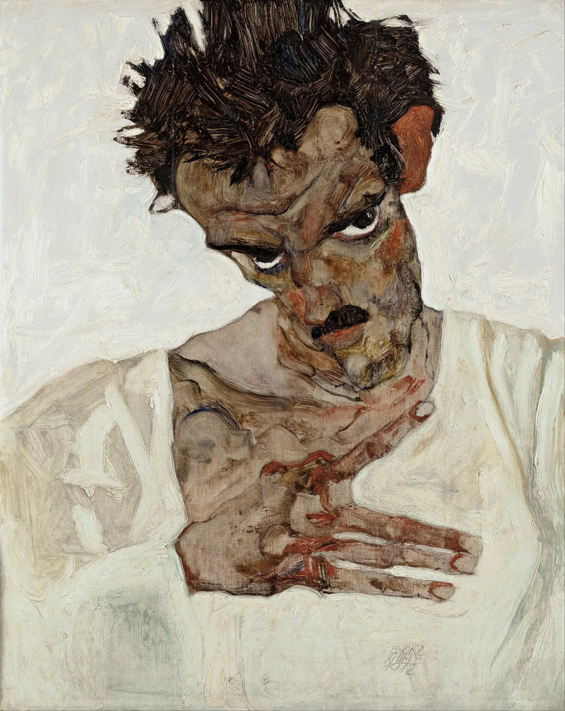 Autoportret z opuszczoną głową - Egon Schiele