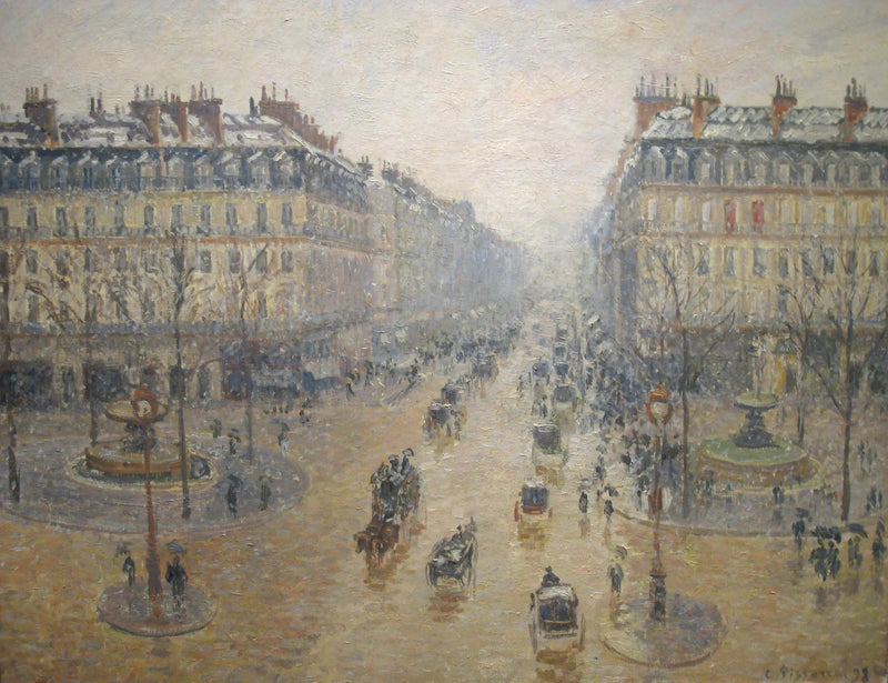 Aleja Opery, efekt śniegu, rano - Camille Pissarro