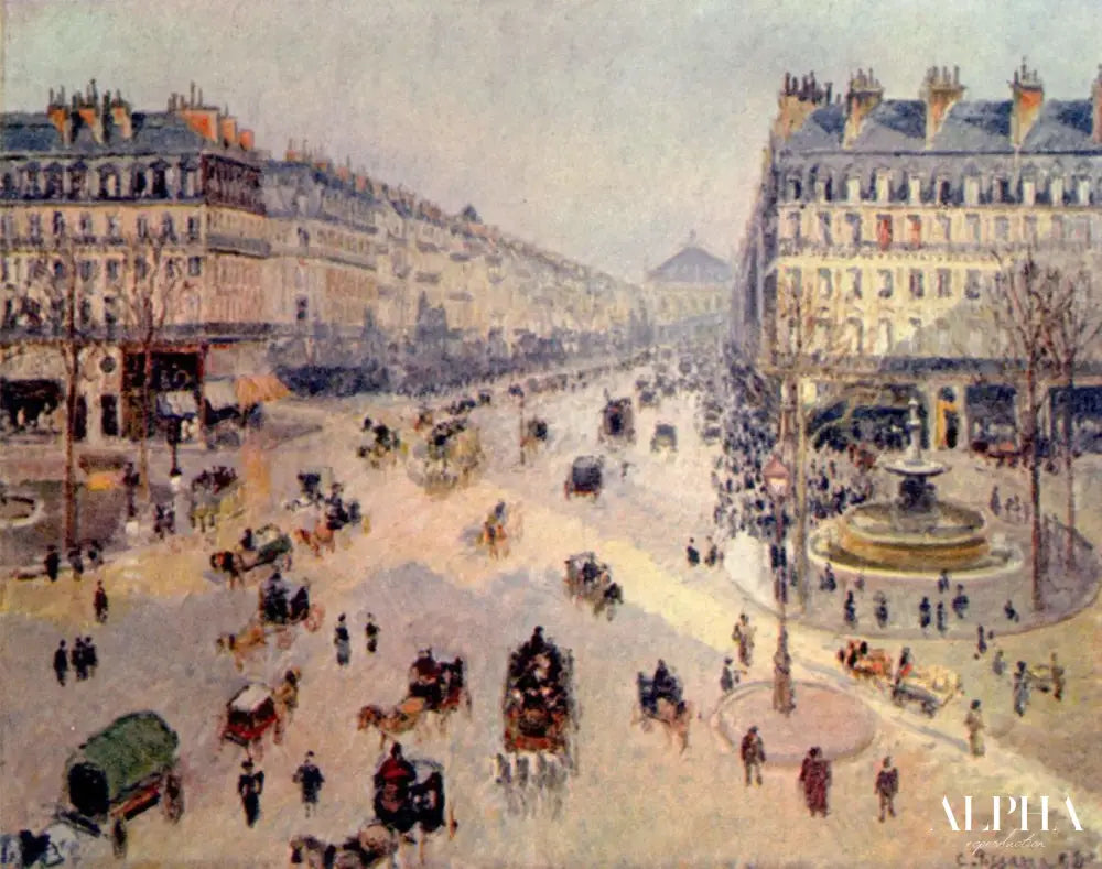 Avenue de l'Opéra, soleil, matinée d'hiver - Camille Pissarro - Reproductions de tableaux et peintures haut de gamme