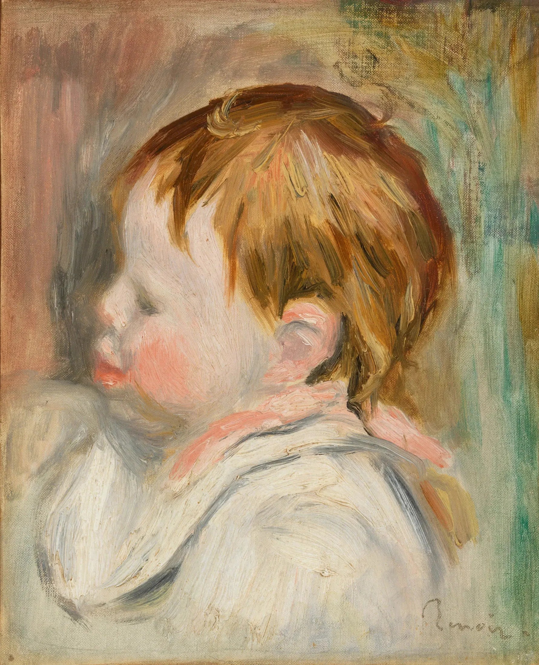 Baby's Head (Tête d'enfant, profil à gauche) - Pierre-Auguste Renoir image 1 tableau peint à l’huile sur toile